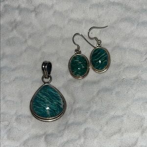 Amazonite pendant and earrings Set